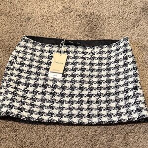 Mango Monochrome Houndstooth Mini Skirt